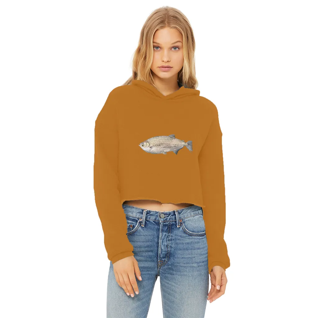 Silver Fish Ladies Cropped Raw Edge Hoodie