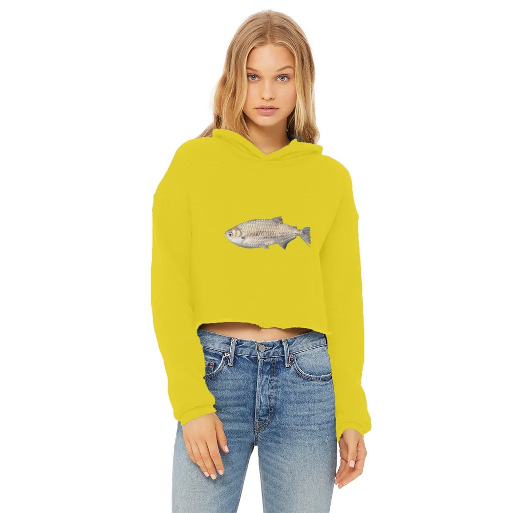 Silver Fish Ladies Cropped Raw Edge Hoodie