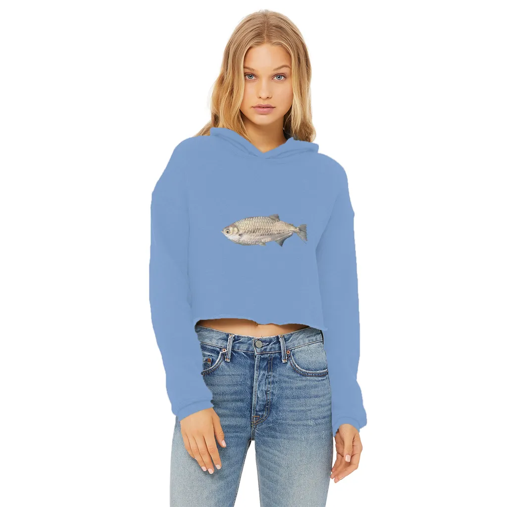 Silver Fish Ladies Cropped Raw Edge Hoodie