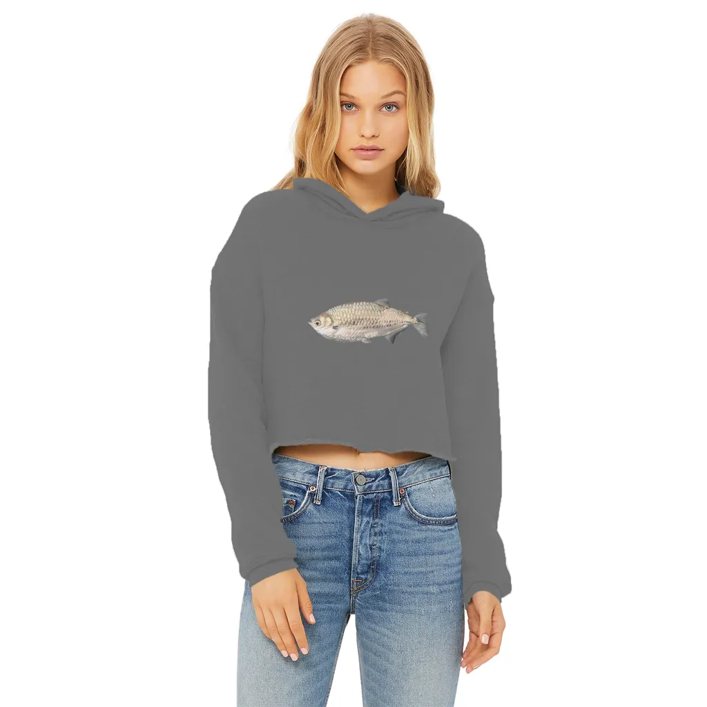 Silver Fish Ladies Cropped Raw Edge Hoodie