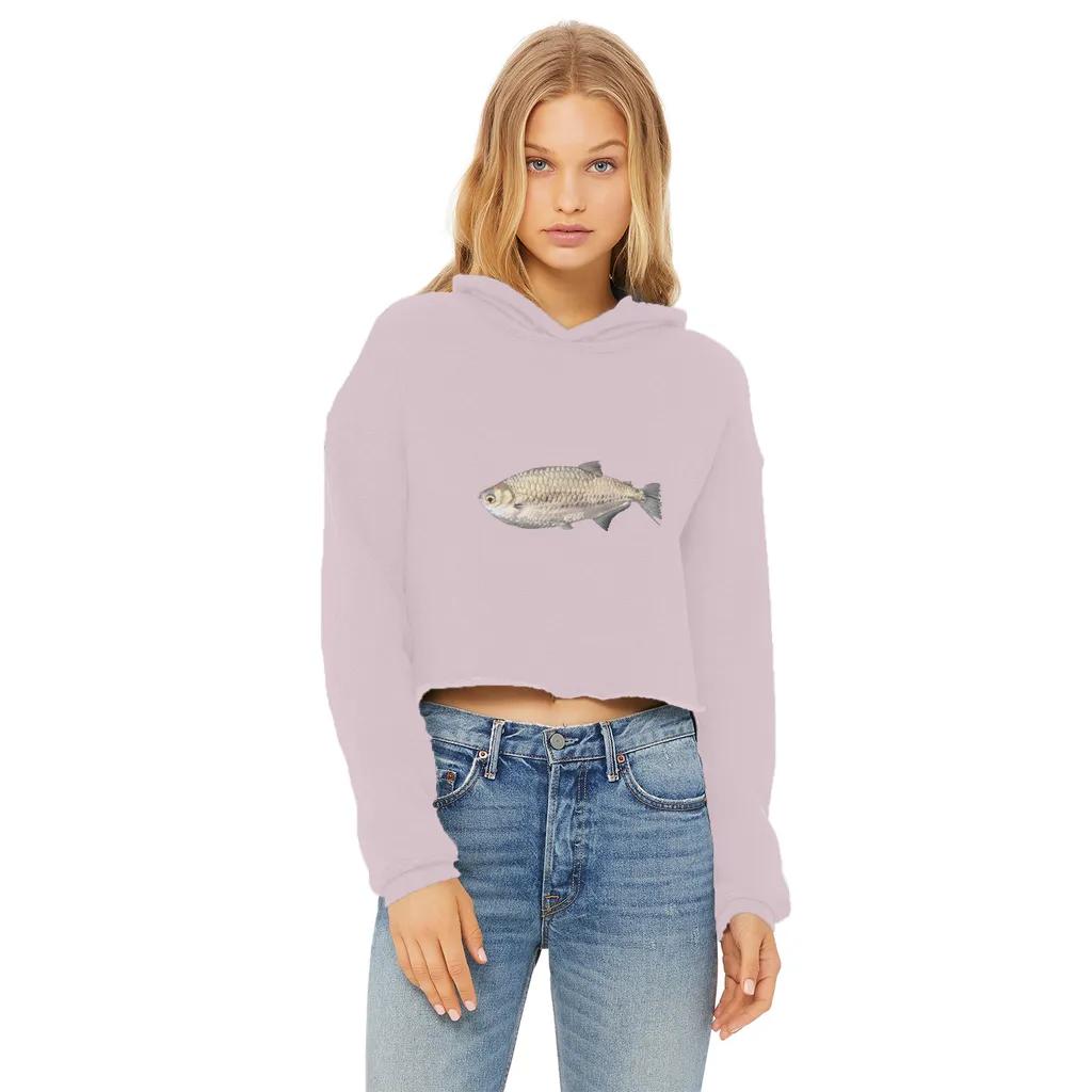 Silver Fish Ladies Cropped Raw Edge Hoodie