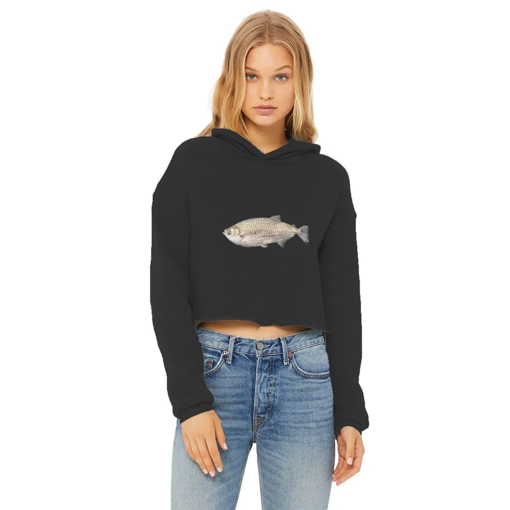 Silver Fish Ladies Cropped Raw Edge Hoodie