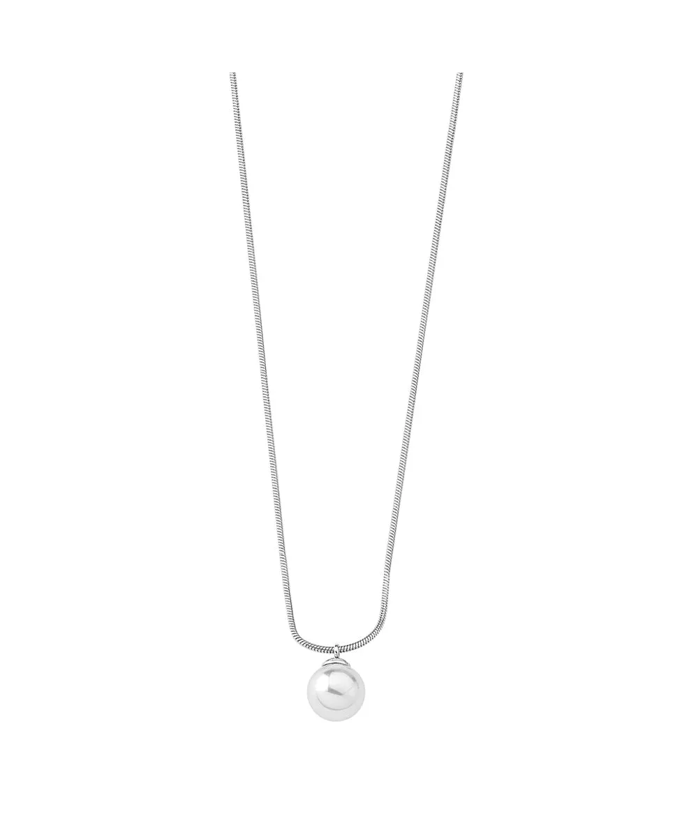 Sterling Silver Rhodium Plated Pendant Necklace for Women with Organic Pearl, 10mm Round White Pearl, 16.5/18.5" Length, Nuada Collection