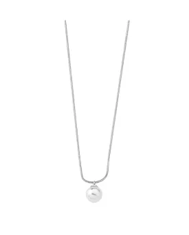 Sterling Silver Rhodium Plated Pendant Necklace for Women with Organic Pearl, 10mm Round White Pearl, 16.5/18.5" Length, Nuada Collection