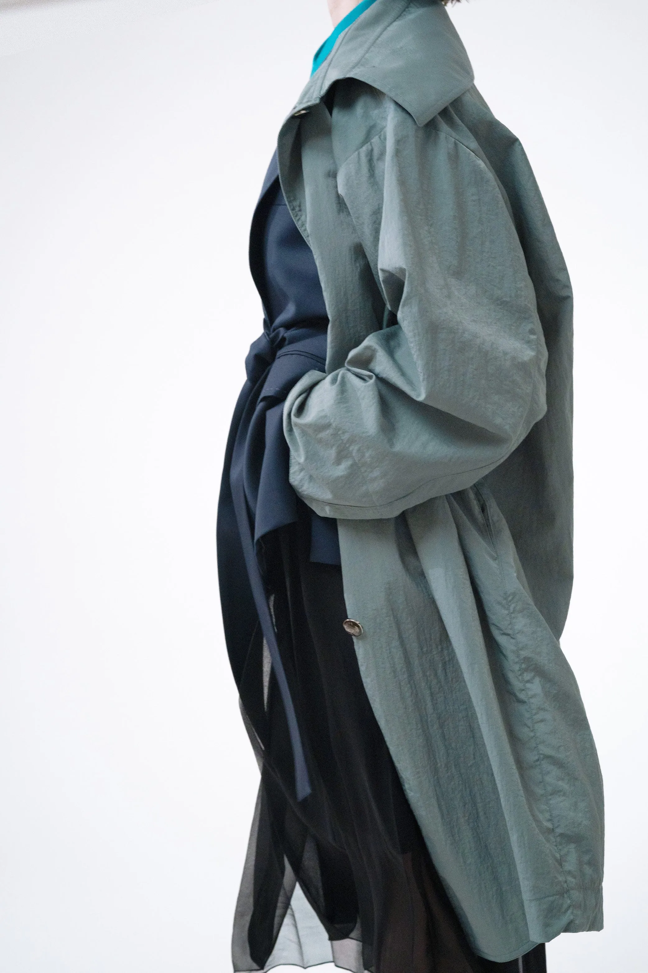 TOLTEC sky green - unisex oversize nylon raincoat