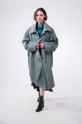 TOLTEC sky green - unisex oversize nylon raincoat