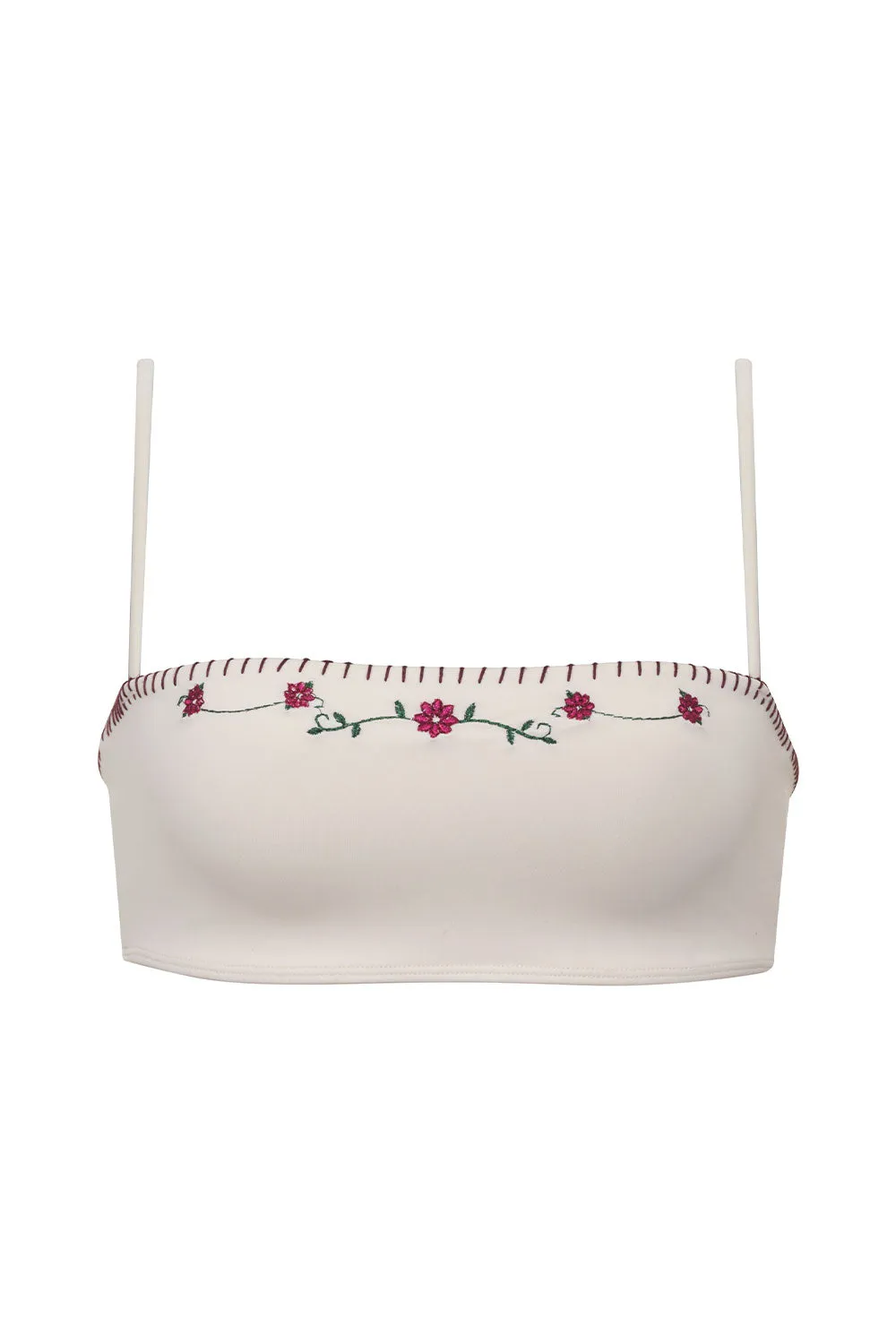 Tommy Embroidered Bandeau Bikini Top - Sea Fairy