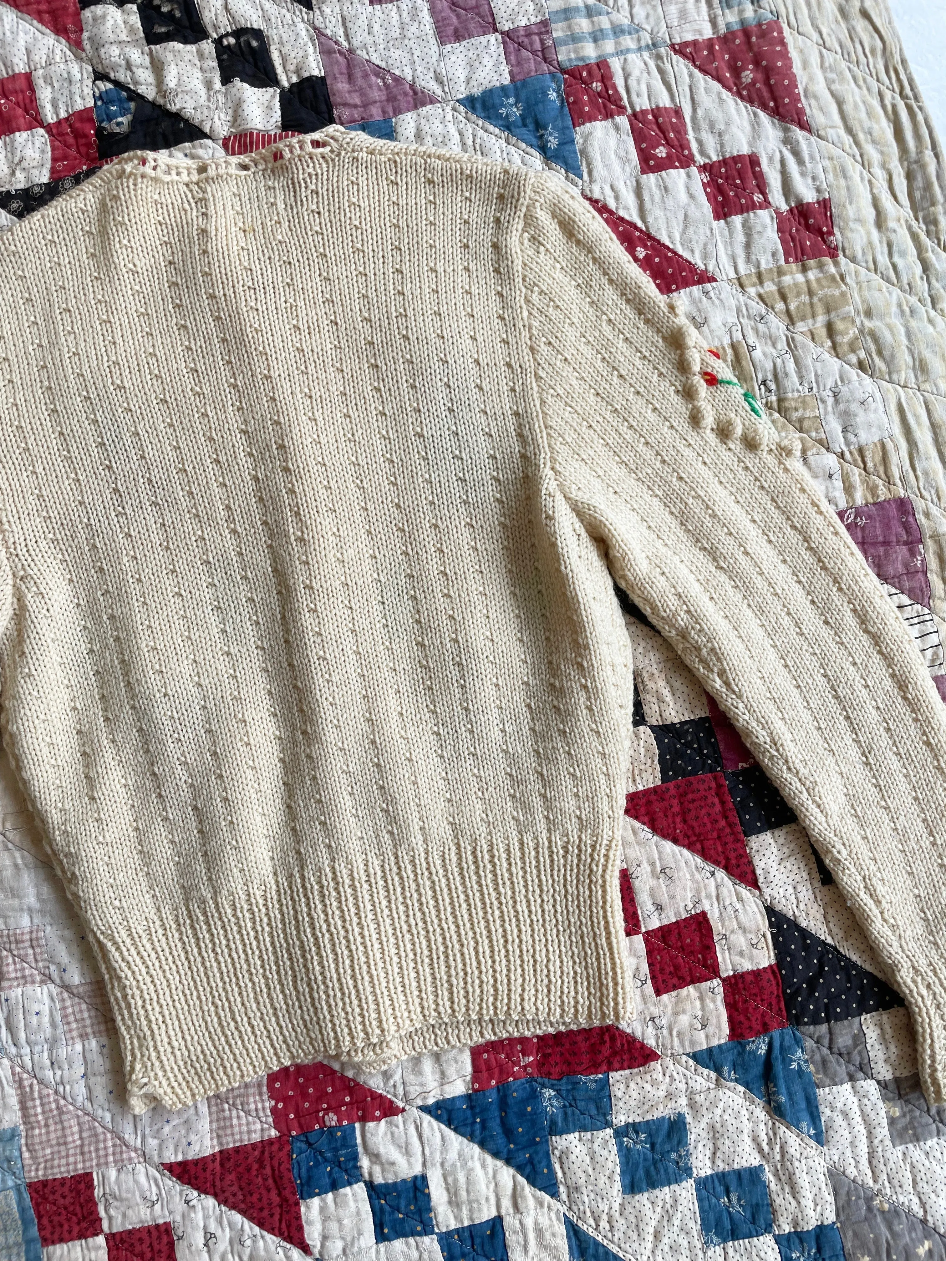 Vintage 1950s Crewel Folk Cardigan