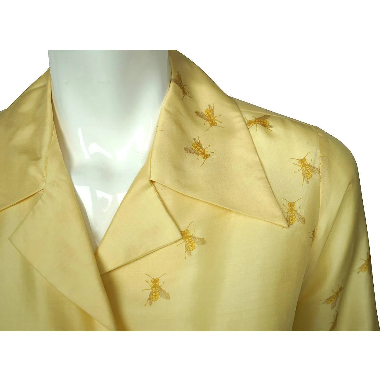 Vintage 1970s Silk Shirt Blouse Bee Pattern Lady Van Laack Germany Holt Renfrew