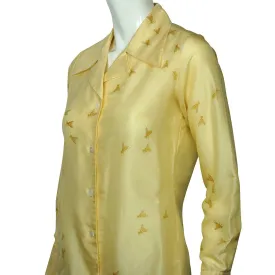 Vintage 1970s Silk Shirt Blouse Bee Pattern Lady Van Laack Germany Holt Renfrew