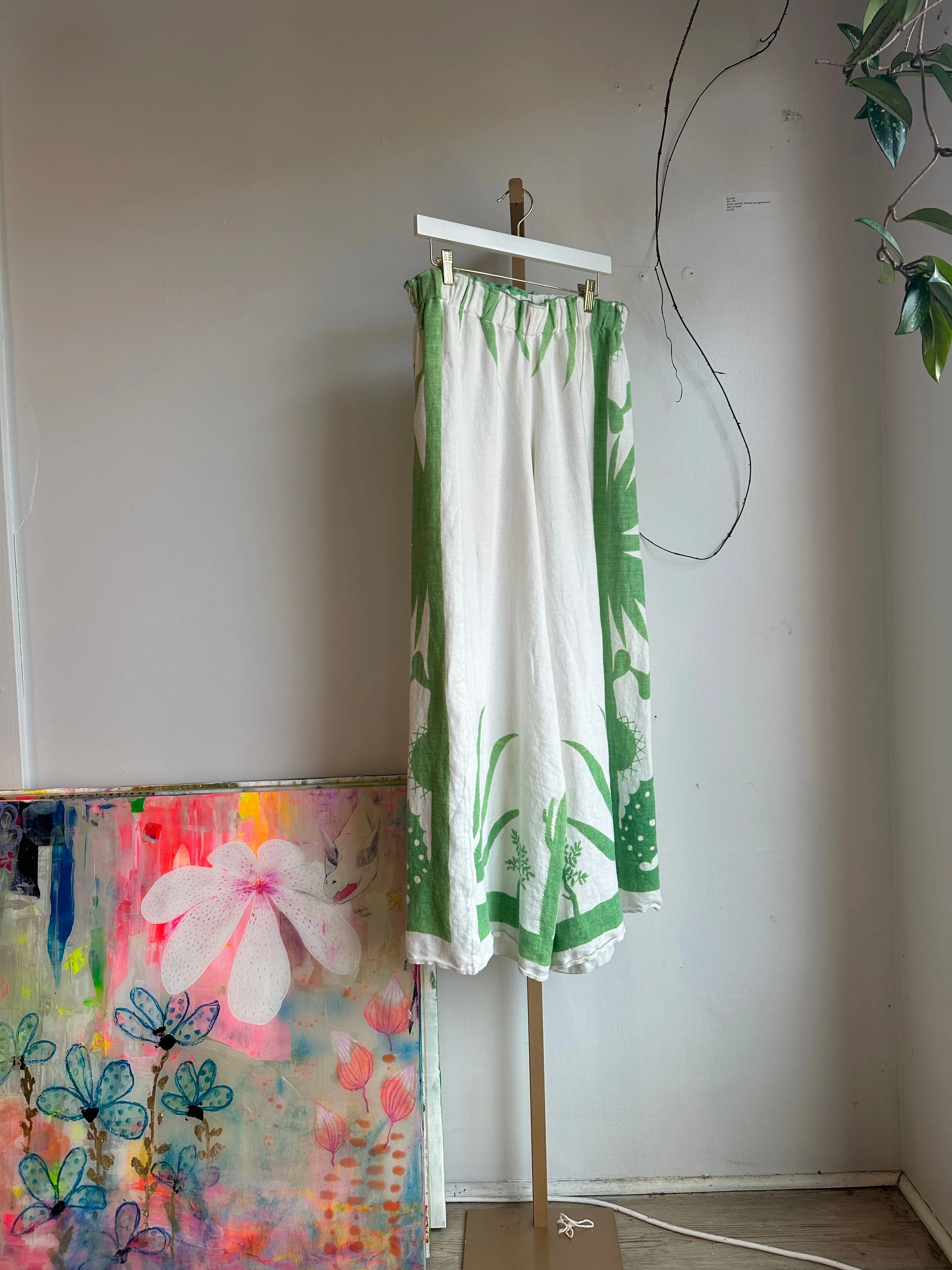 Vintage cacti printed linen pants