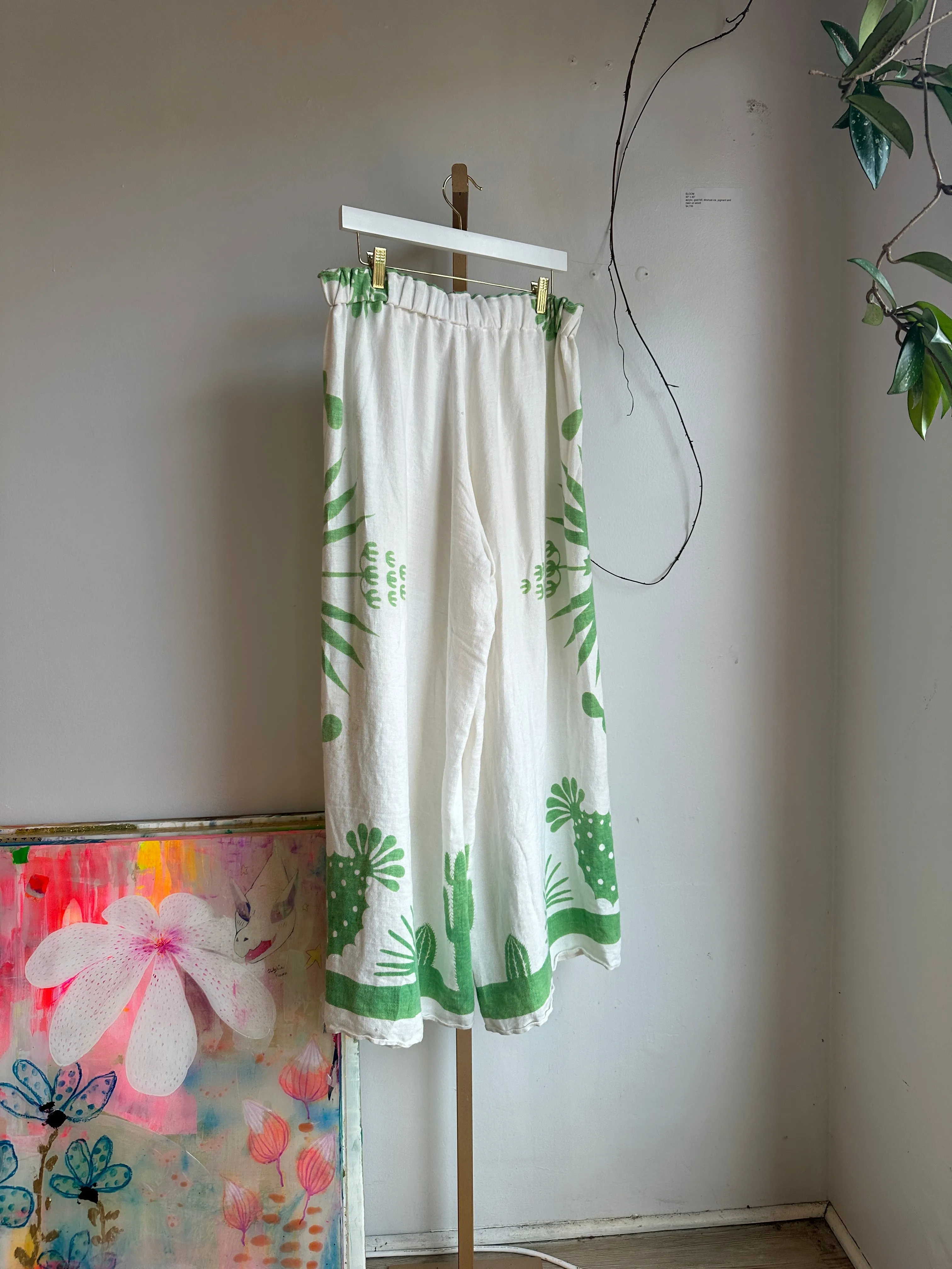 Vintage cacti printed linen pants