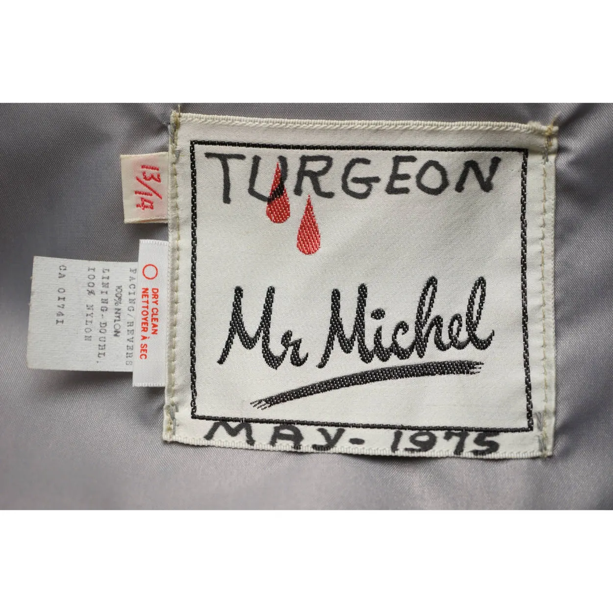 Vintage Trench Style Rain Coat 1975 Unused Grey Nylon Mr Michel Ladies Size L 14