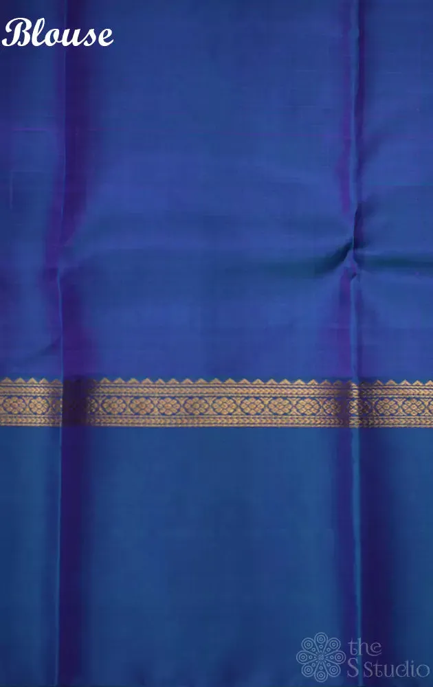 Violet kanchi silk saree with elephant motifs border