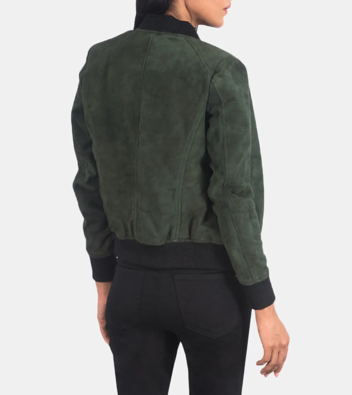 Wixhia Women's Mint Suede Bomber Leather Jacket