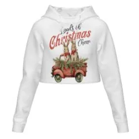 Women's All Over Print Cropped Hoodie Loads of Christmas Cheer Hooded hoodie