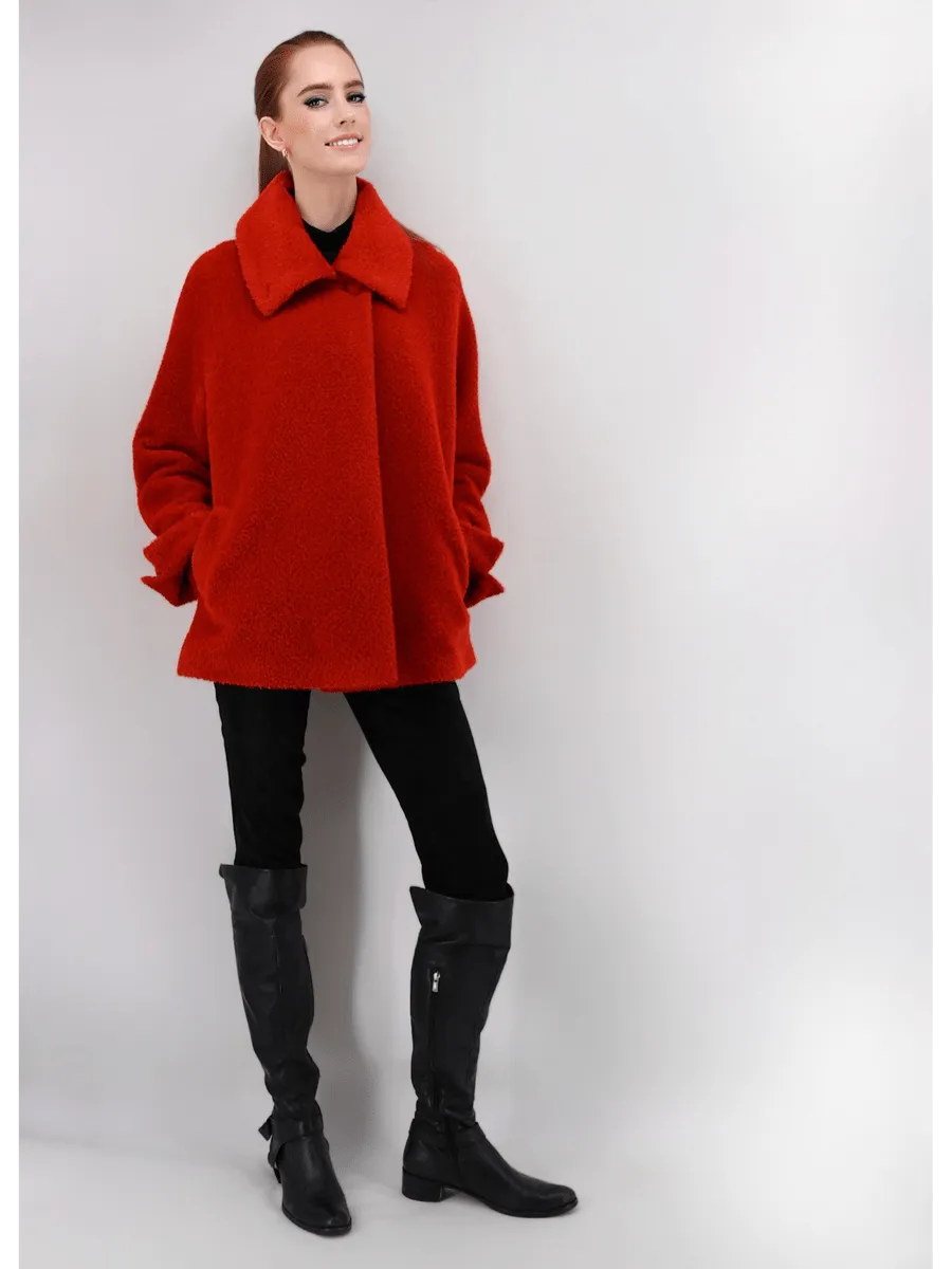 Women's Short Coat in Alpaca Wool Blend