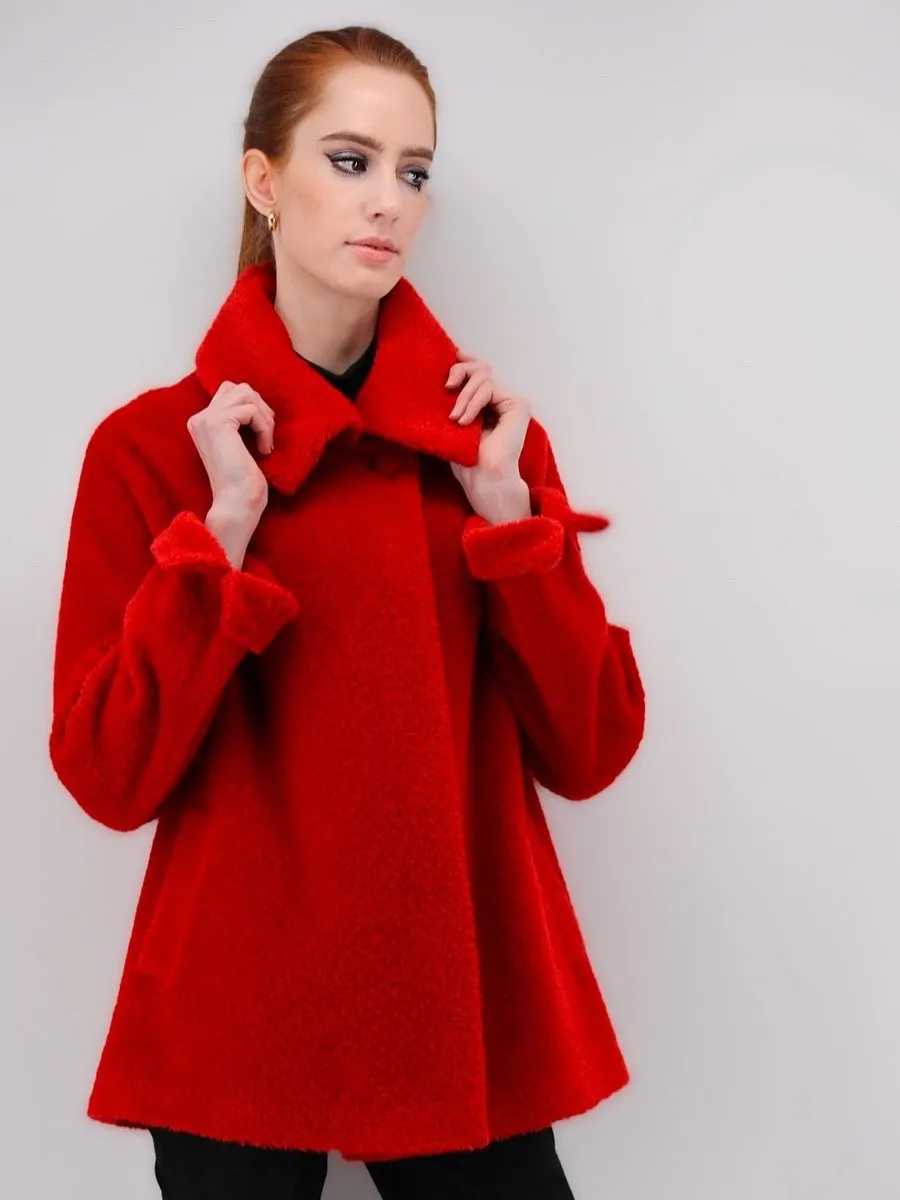 Women's Short Coat in Alpaca Wool Blend