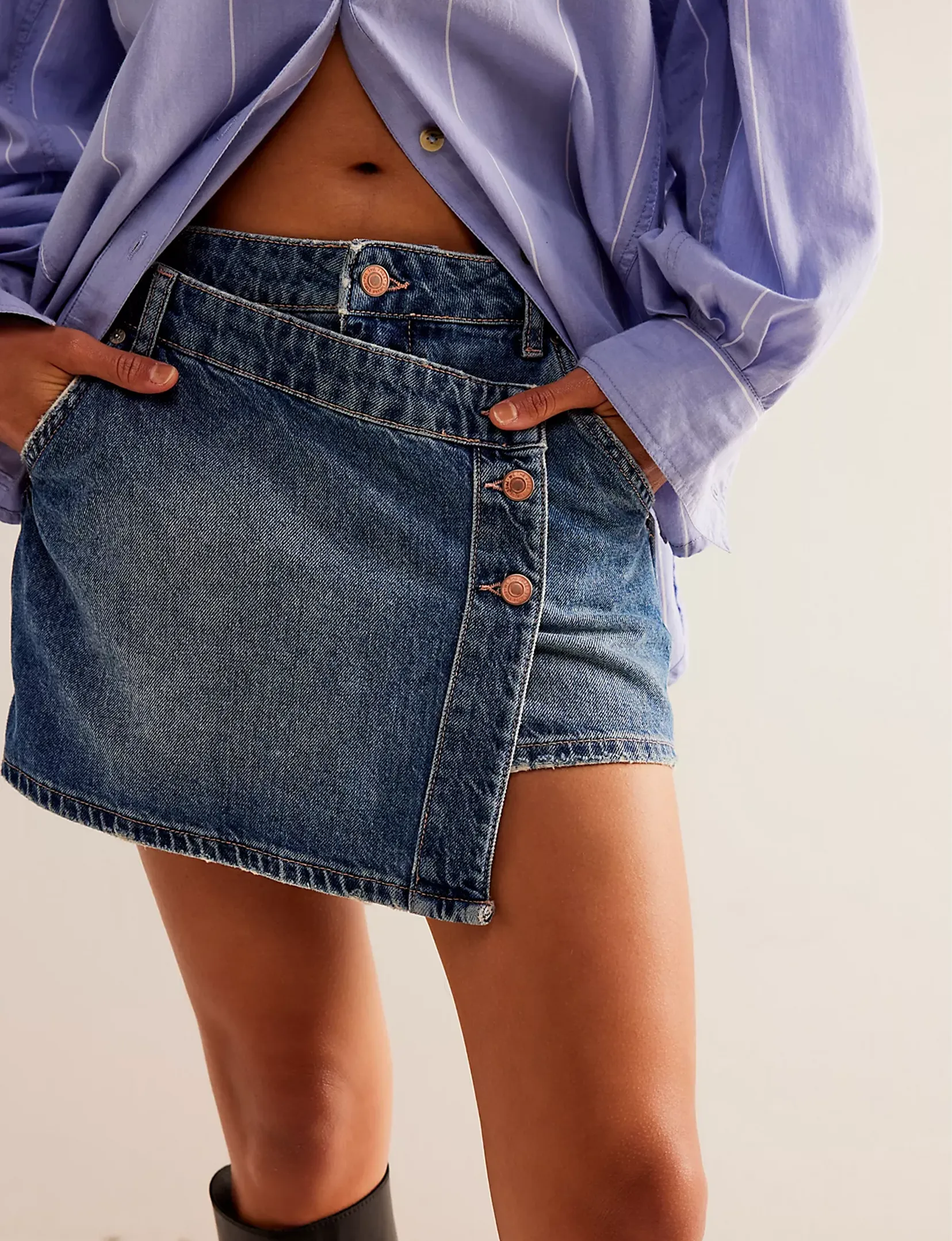 Wynne Denim Skirt, Cornflower