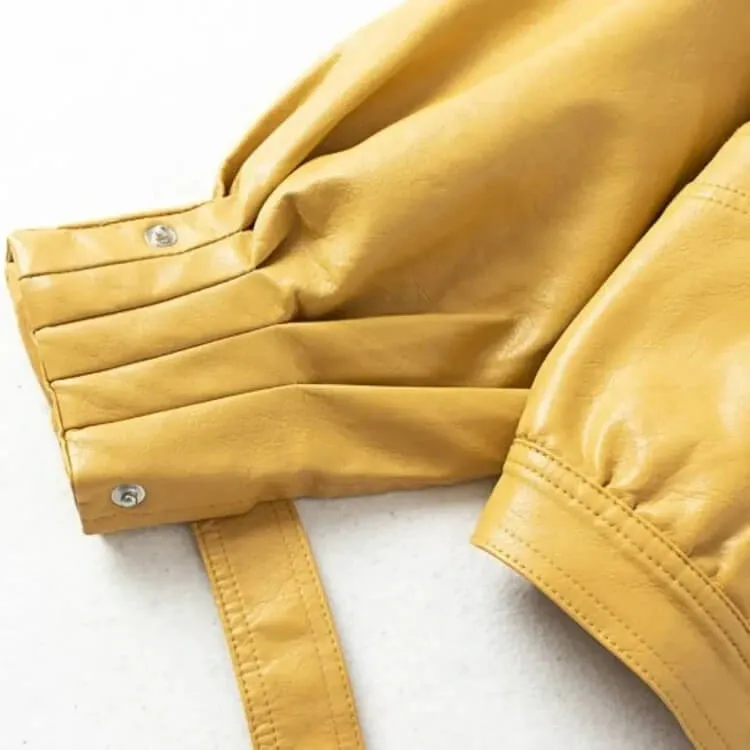 Yellow Single Breasted Motorcycle Punk Coat - Edgy Fashion Jacket